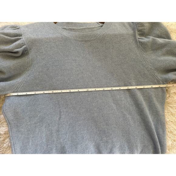 FRAME Frankie Cashmere Wool Puff-Sleeve Sweater – Blue Chambray, Size Large - Picture 6 of 6